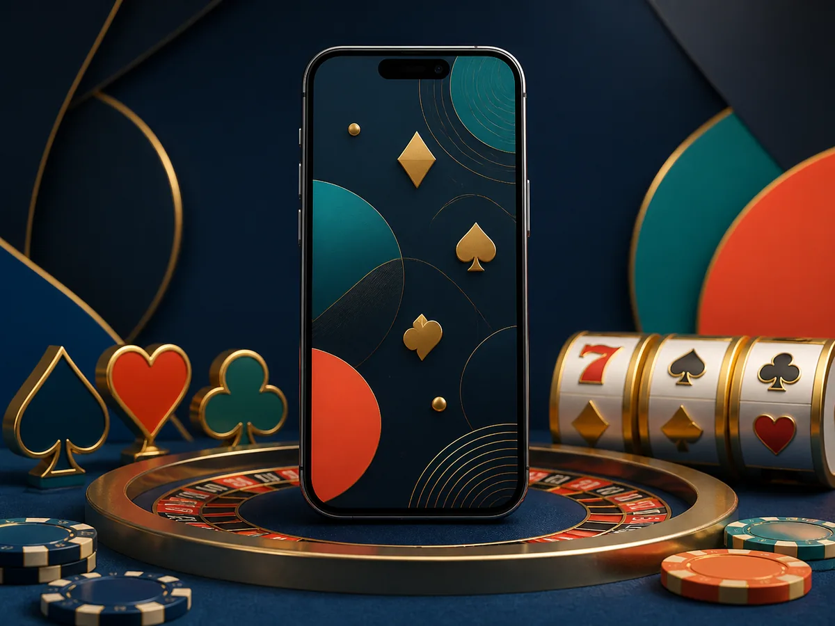 Celular com símbolos genéricos de entretenimento de cassino